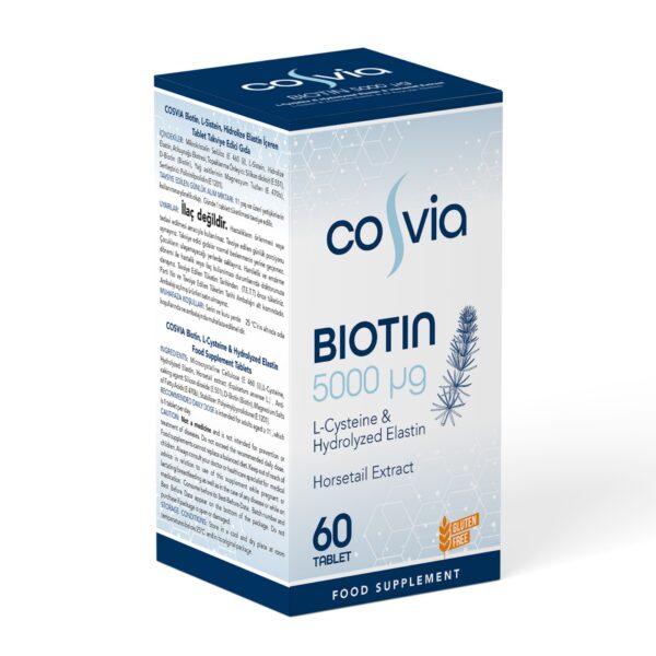 COSVIA Biotin 5000 Mcg, At Kuyruğu Ekstresi İçeren Gıda Takviyesi