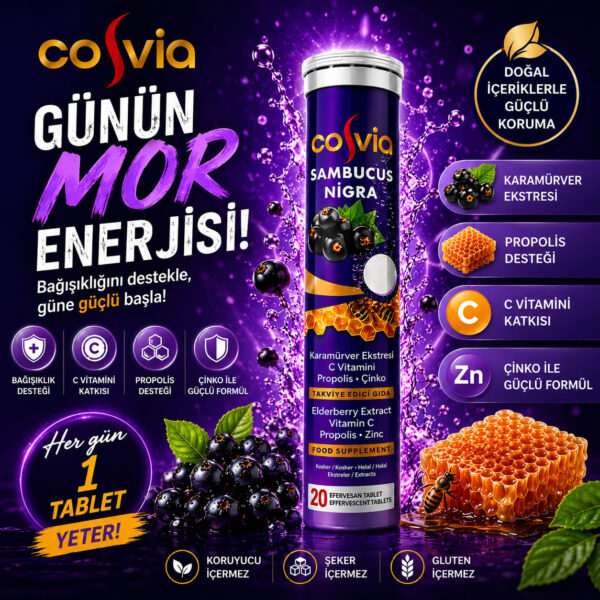 Sambucus_nigra_bağışıklık_güçlendirici-kare Cosvia Sambucus Nigra 20 Efervesan Tablet | Bağışıklık Destekleyici Takviye